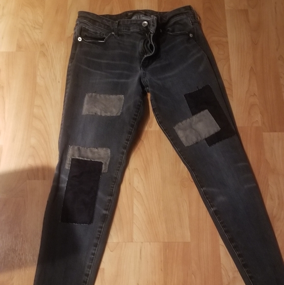 Abercrombie & Fitch skinny patched grey low ride Jean's - Picture 4 of 7